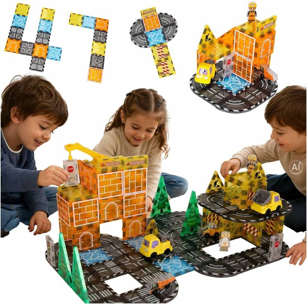 Kontext Klocki magnetyczne konstrukcyjne 3D budowa maszyny budowlane 92 elementy (KX2723)