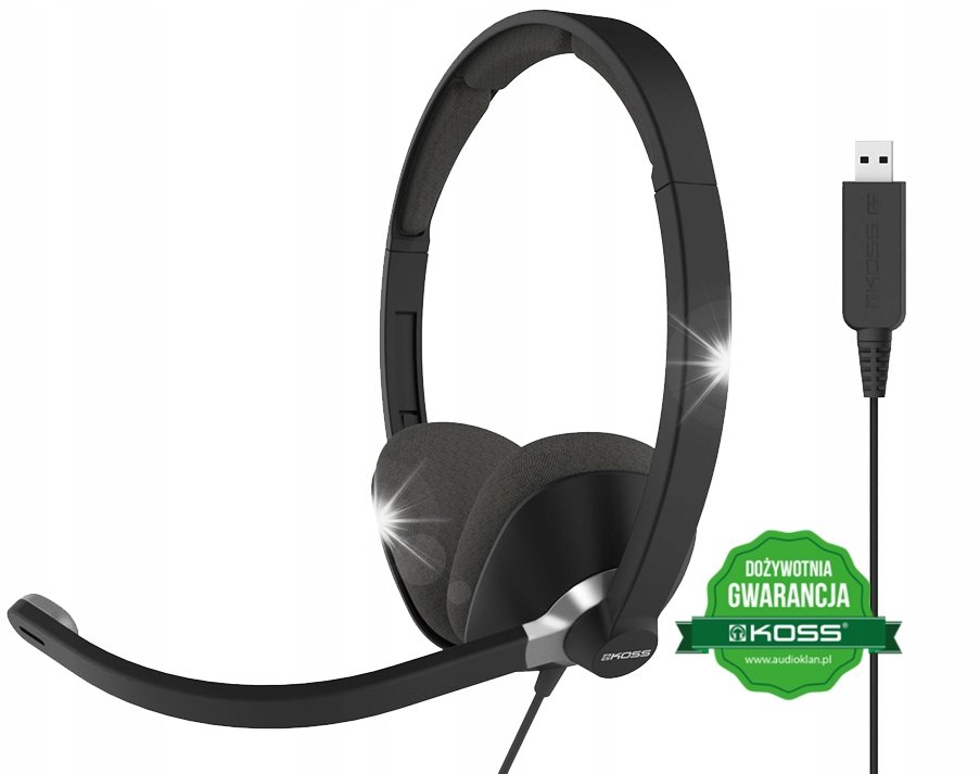 Słuchawki Koss Słuchawki przewodowe z mikrofonem Koss CS300 USB Nauszne Biurowe Czarne