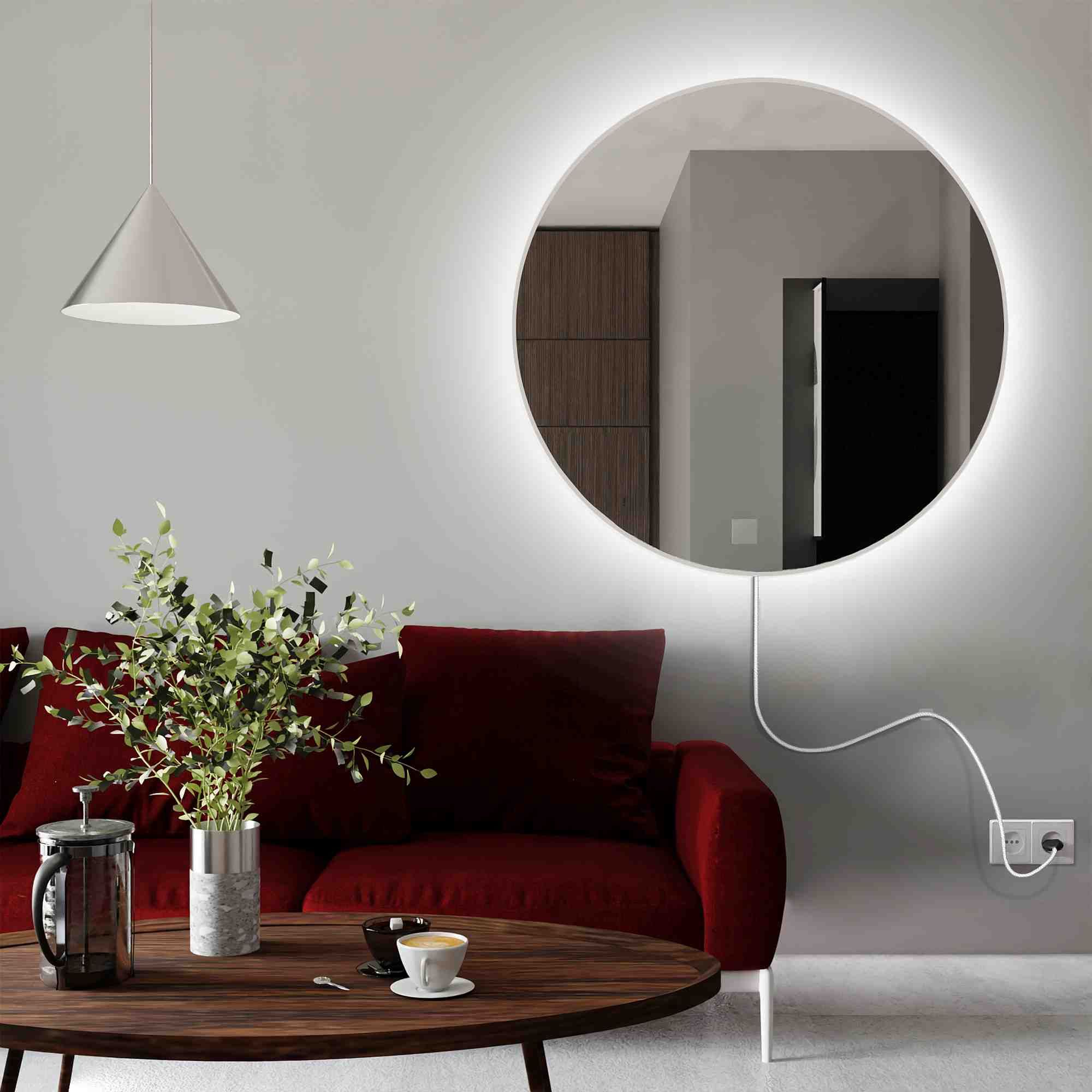 Baltica Design Lustro okrągłe BRIGHT ELECTRA podświetlane LED Premium Białe