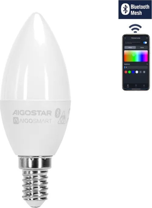 Aigostar Żarówka diodowa Bluetooth MESH C37 E14 4,9W RGB+CCT Żarówka diodowa Bluetooth MESH C37 E14 4,9W RGB+CCT