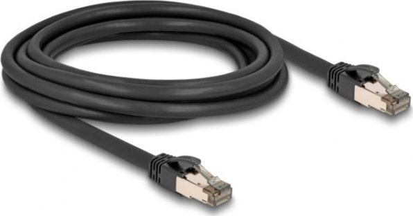 Фото - Кабель Delock RJ-45 network cable Cat.6a U/FTP ultra flexible  (black, 3 meters, inner stainless steel jacket)