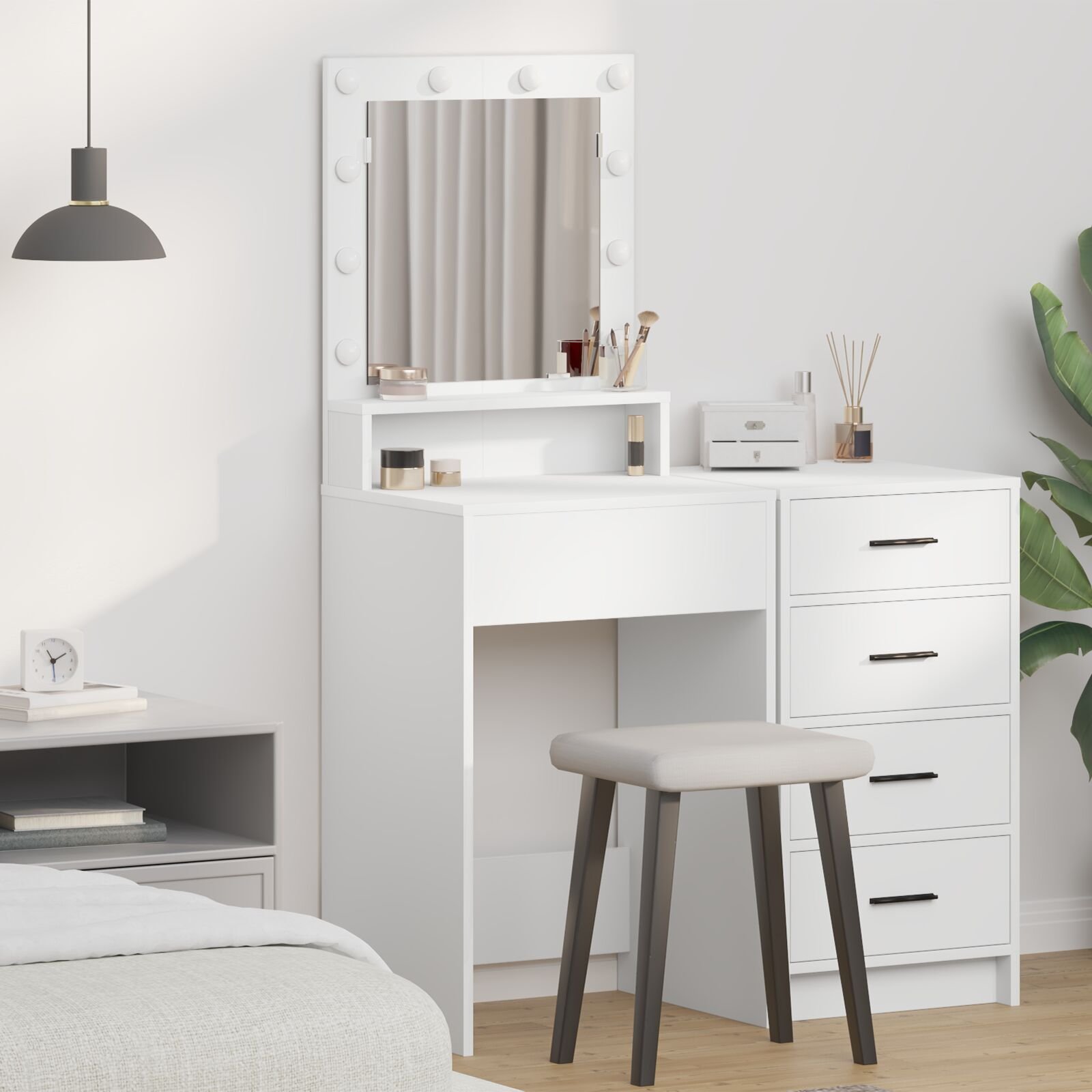 vidaXL Biała Drewno inżynieryjne 50 x 41 x 135 cm Lustro