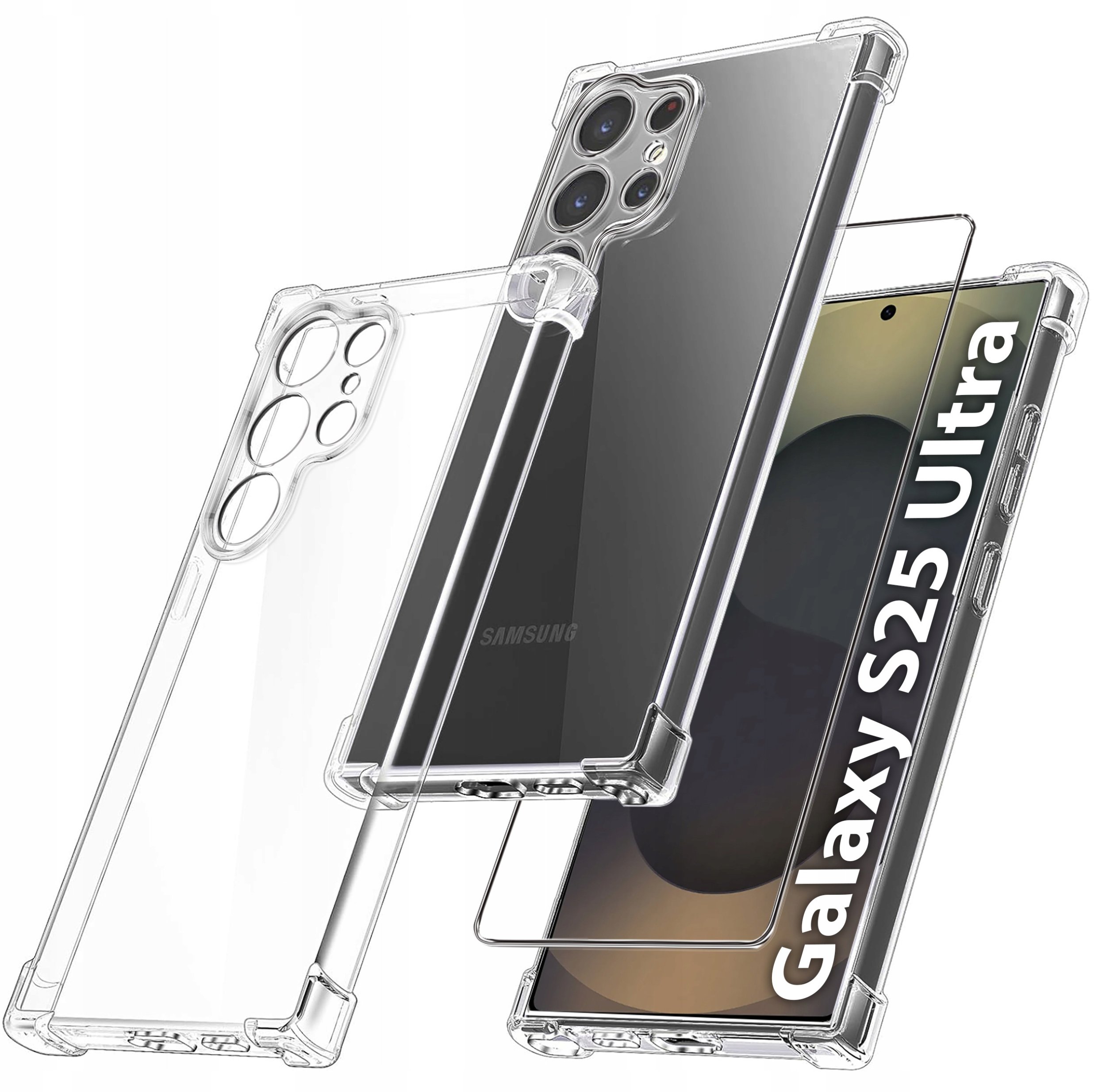 krainaGSM Etui do Samsung Galaxy S25 Ultra PANCERNE CASE SILICON GUMOWE SLIM +SZKŁO