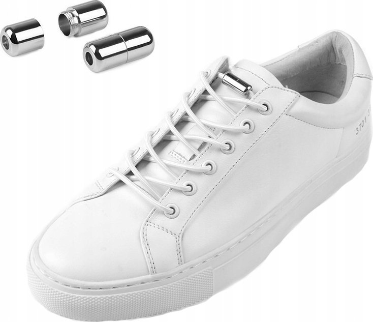 Korbi SZNUROWADŁA BEZ WIĄZANIA ELASTYCZNE SZNURÓWKI OKRĄGŁE GUMOWE BIAŁE 100CM WH