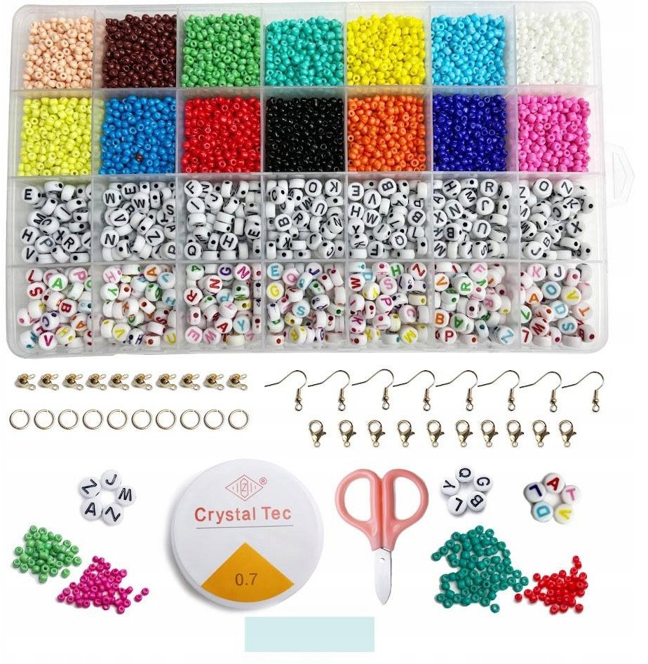 LeanToys Kreatywny zestaw koralików do tworzenia biżuterii koraliki żyłki N095-A