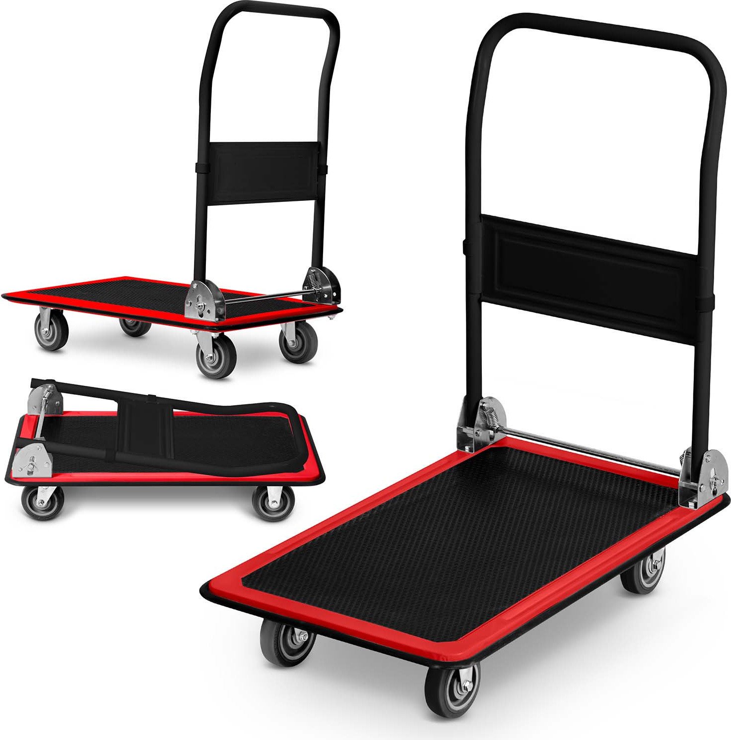 Wózek transportowy platformowy HM-505 czarno-czerwony