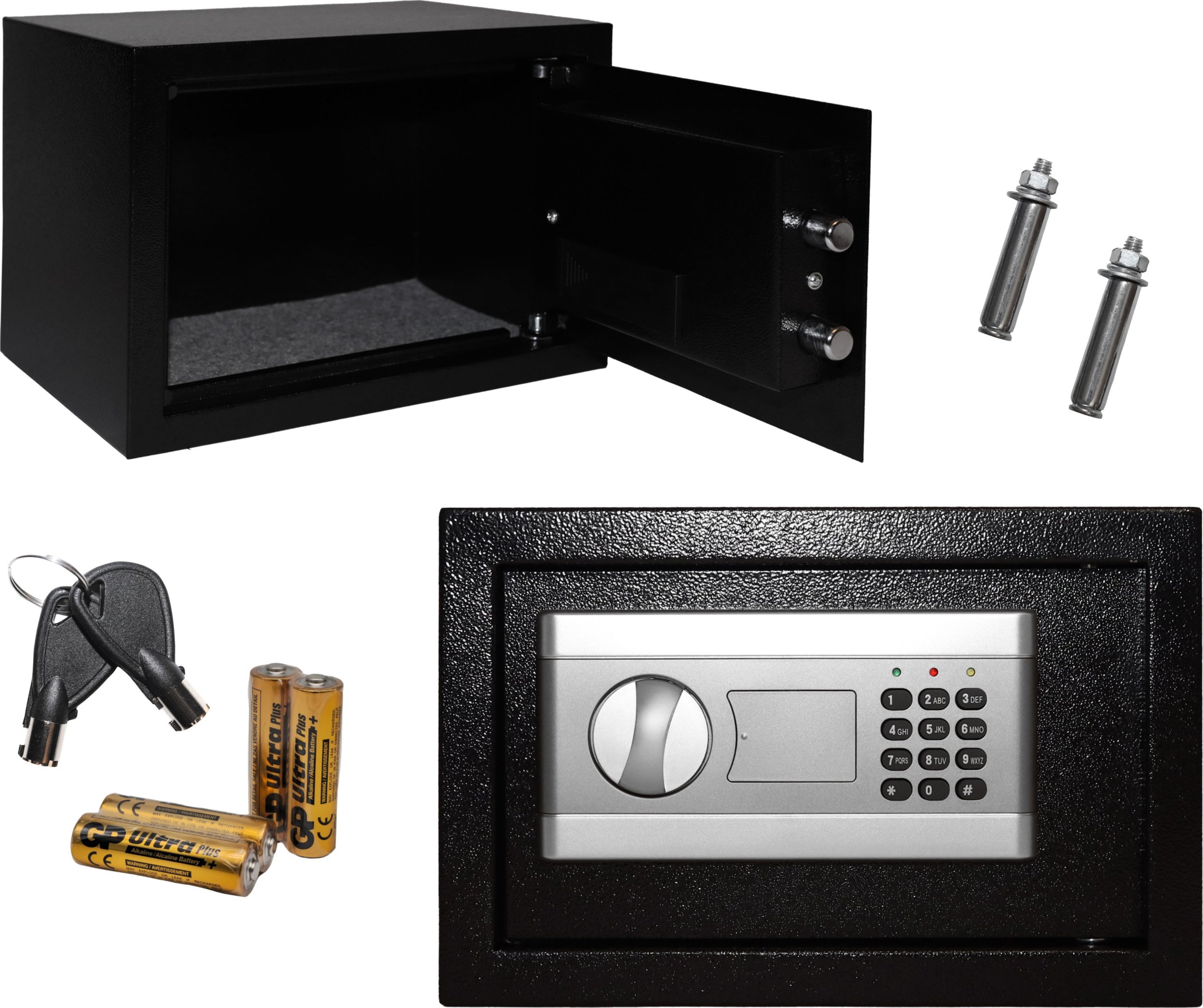 Bauerkraft Sejf domowy z zamkiem elektronicznym na kluczyk lub kod XL 31x20x20 cm