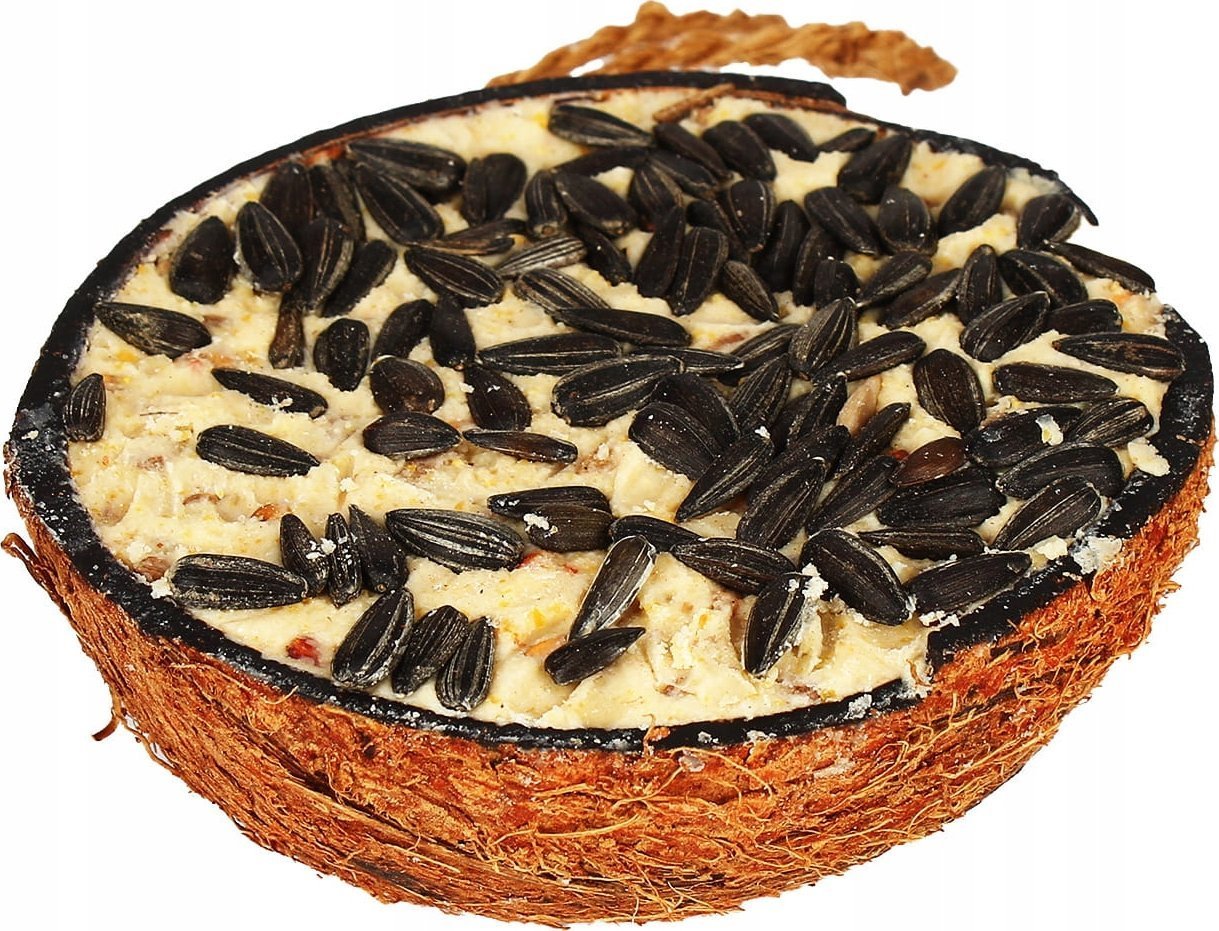 Garden&Fun Karma tłuszczowa z nasionami słonecznika w kokosie połówce dla ptaków wolnożyjących, 290 g