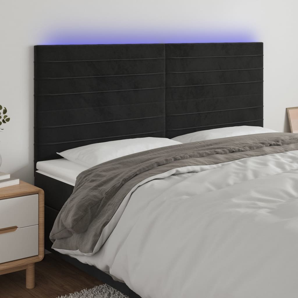 Фото - Інші меблі VidaXL Zagłówek do łóżka z LED, czarny, 160x5x118/128 cm, aksamit 