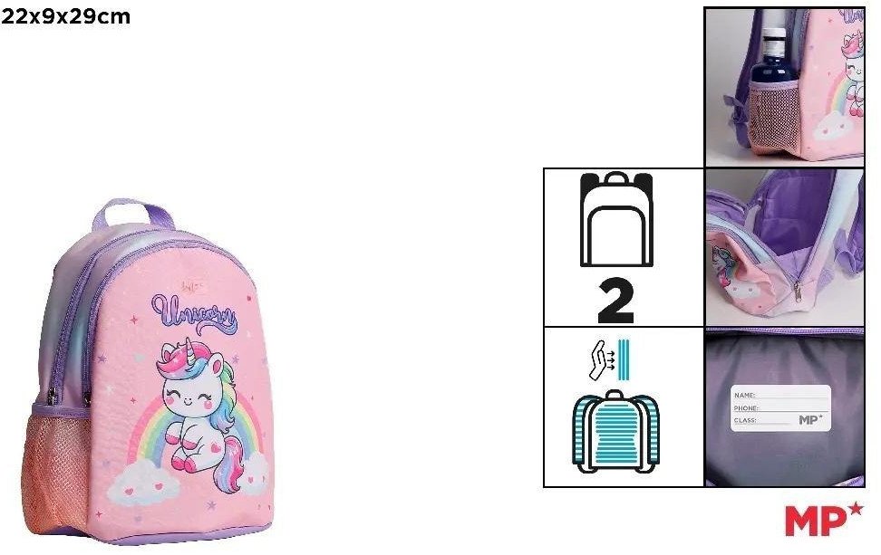 Vadobag Plecak dwukomorowy Jednorożec różowy 22x9x29cm