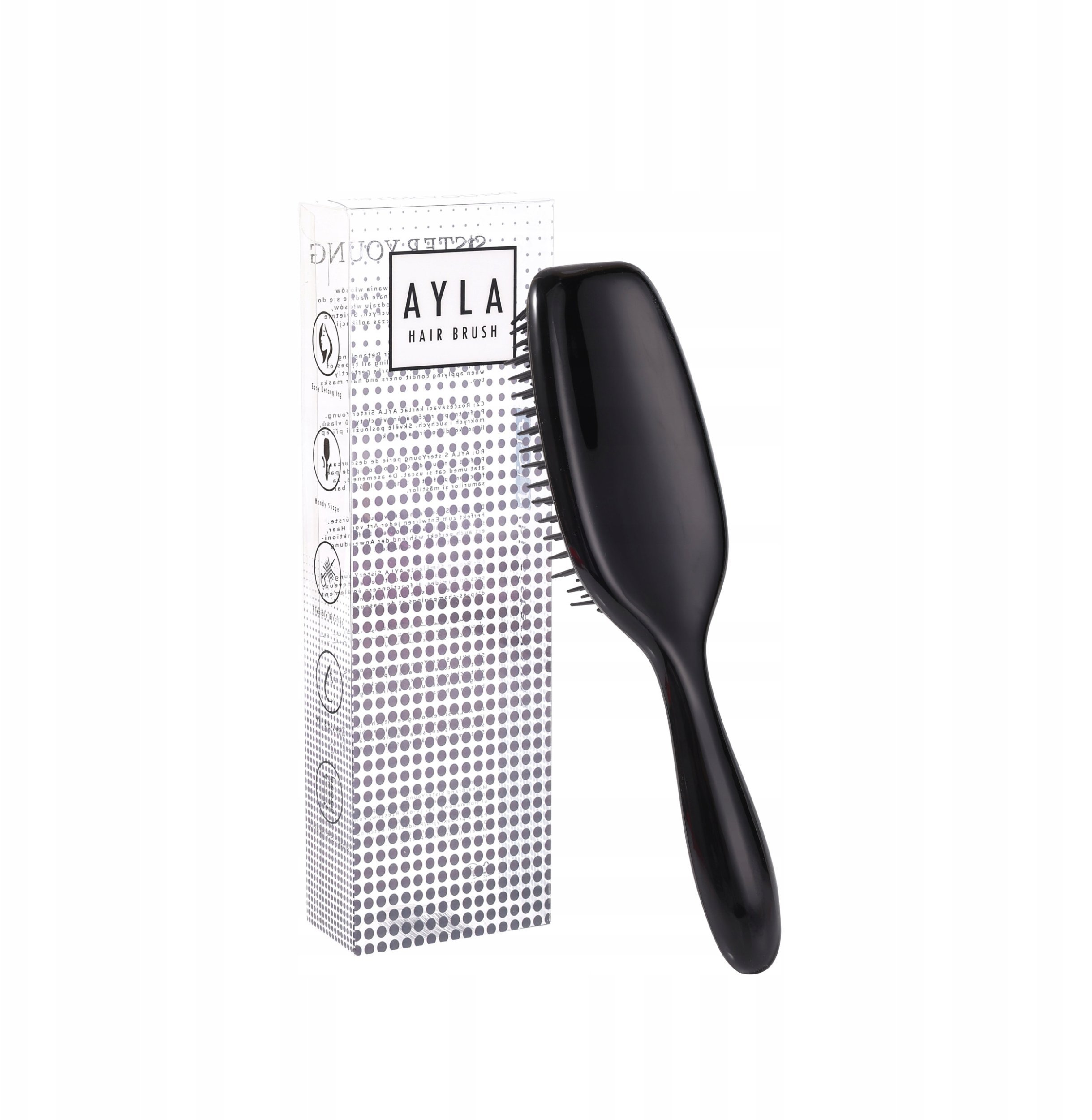 SISTER YOUNG_Ayla Hair Brush szczotka do włosów z elastycznym nylonowym włosiem Black