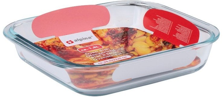 Alpina - Szklane naczynie żaroodporne do pieczenia 25.5x23x5 cm 1.8 L