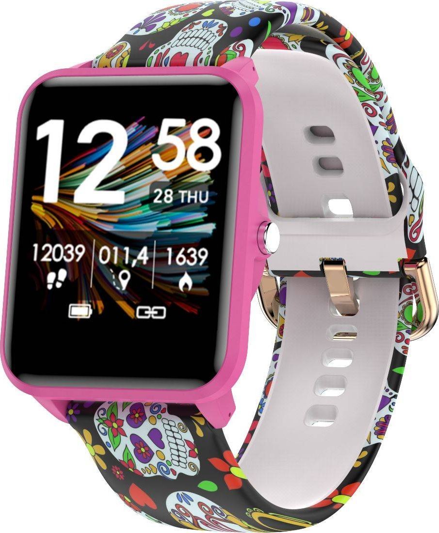 Smartwatch Bemi KIX-M + Głośnik - Słuchawki BT DUO Czarno-różowy