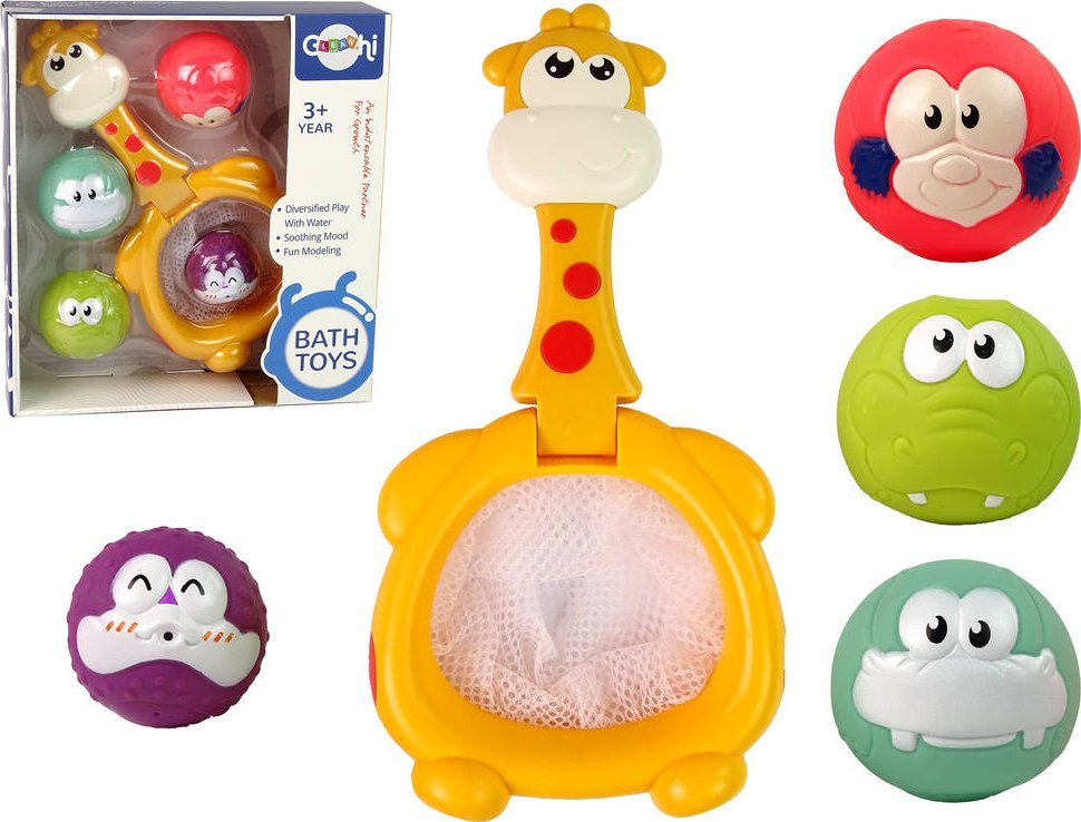 LeanToys Zabawka Do Kąpieli Mini Koszykówka Żyrafa Gumowe Piłki