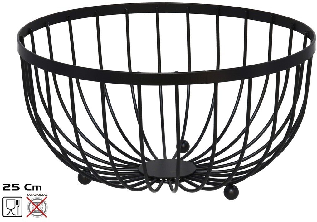 Mondex Czarna metalowa miska na owoce 25x25x13 cm KITCHEN&GO 8445393201818 (8445393201818)