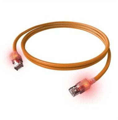 Kabel krosowy EasyLan S/FTP DualBoot LED Cat.6A, RJ45 / RJ45, LSOH, pomarańczowy, 2 m