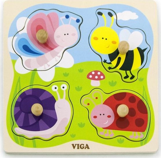 Viga Toys VIGA Drewniane Puzzle z Pinezkami Owady