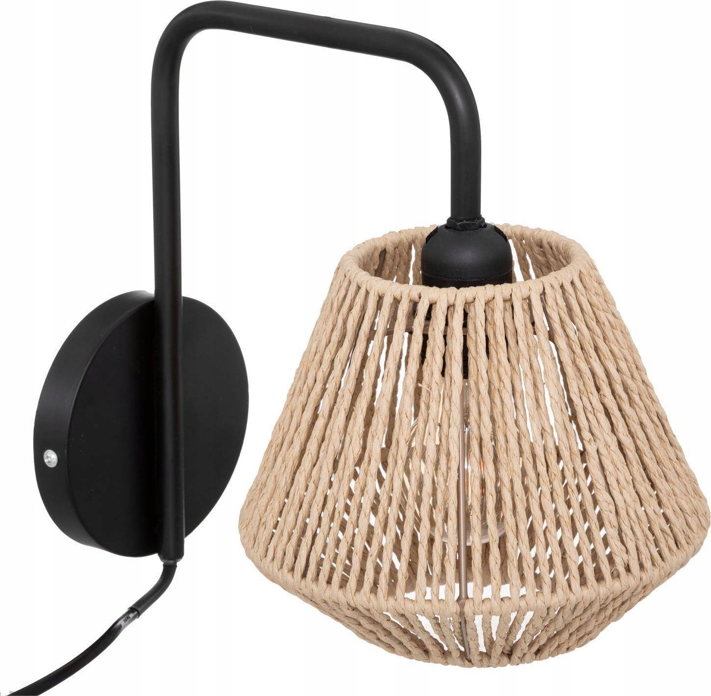 Atmosphera Kinkiet ścienny z abażurem z plecionki Jily, metalowy, Ø 18 cm