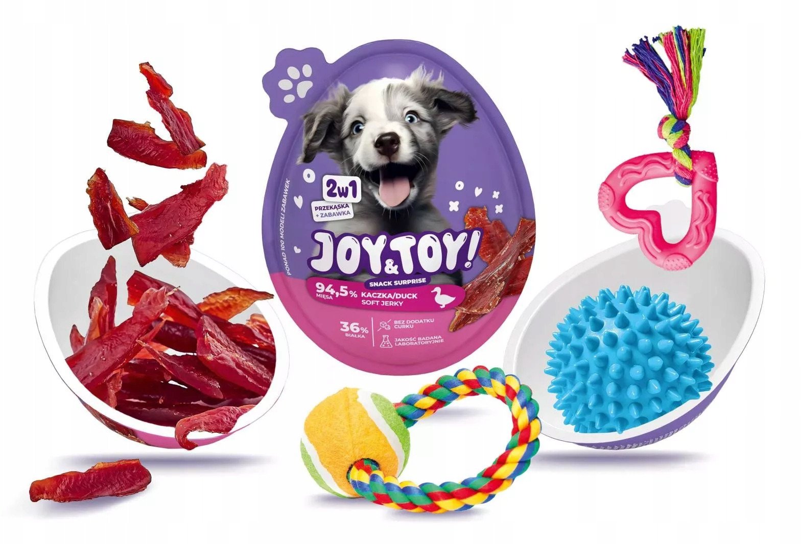 Happy Snacky JOY&TOY! SNACK SUPRISE DLA PSA 2w1 ZABAWKA+SMAKOŁYK 20g KACZKA /18