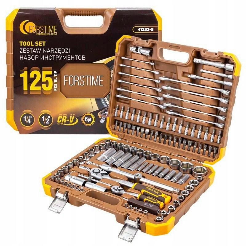 Zestaw Narzędziowy 1/2'1/4' 125el 6-kątne 4-32mm Klucze Nasadowe Nasadki BITY TORX