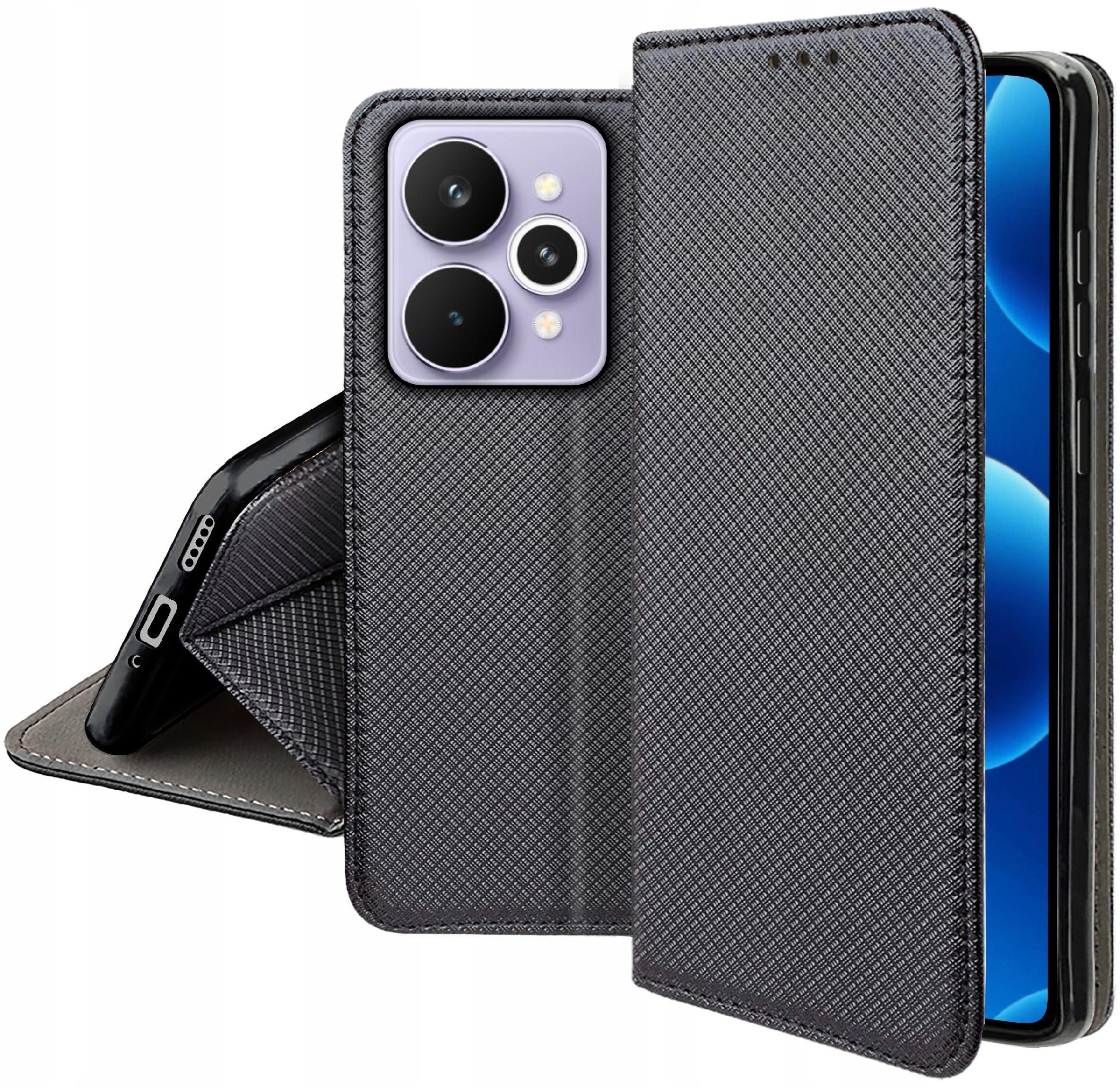 krainaGSM Etui z klapką do Realme 15 5G | 15 Pro 5G Zamykany Czarny Futerał + Folia