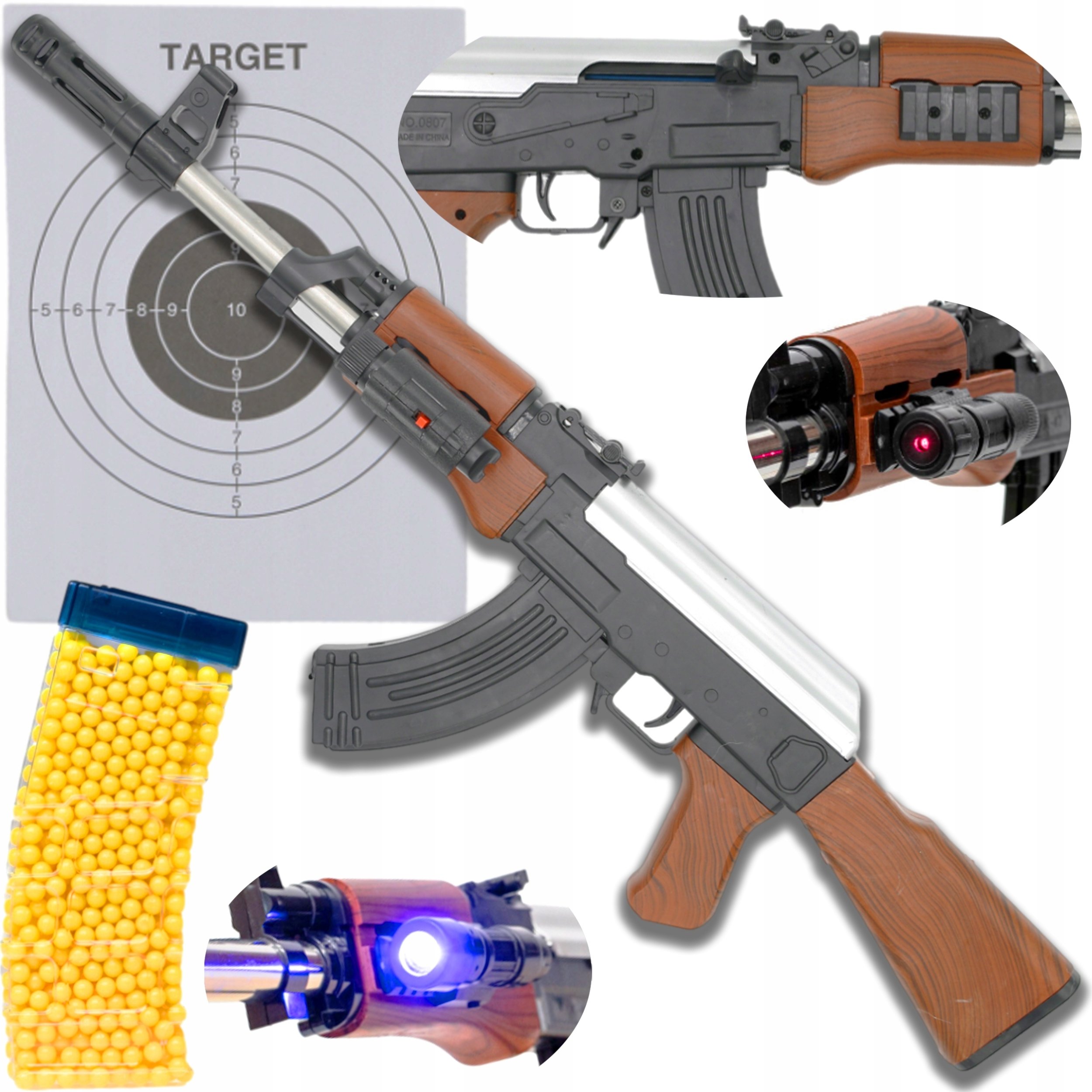 Skleplolki KARABIN PISTOLET NA KULKI AK47 KAŁACH REPLIKA ASG 800 KULEG ZESTAW