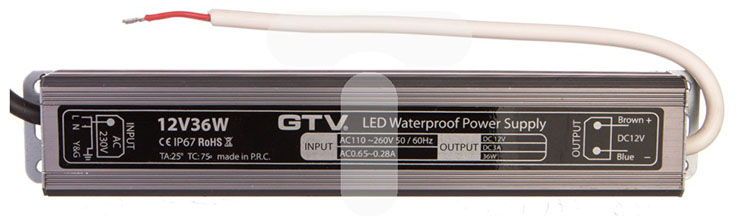 GTV Zasilacz LED wodoodporny 36W IP67 DC 12V (LD-WZA36W-NW)