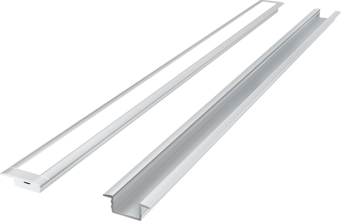 V-TAC LED profilio komplektas 2m wbudowany anodowany z białą pokrywką i zaślepkami