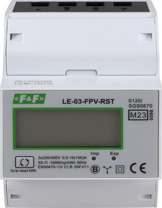F&F Licznik energii elektrycznej, dwukierunkowy LE-03-FPV-RST reset
