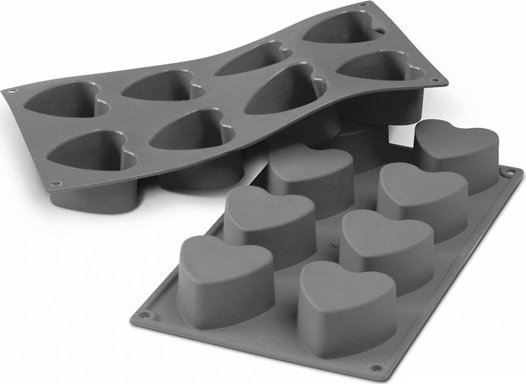 Patisse kształt mini serca 29 x 17 cm szary silikonowy 8 przedziałów