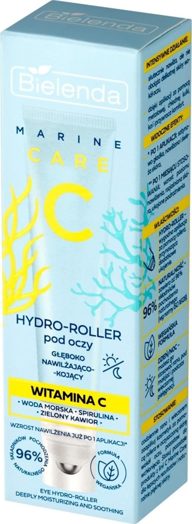 Bielenda Marine Care C Hydro-roller pod oczy głęboko nawilżająco kojący na dzień i noc - Witamina C 15 ml