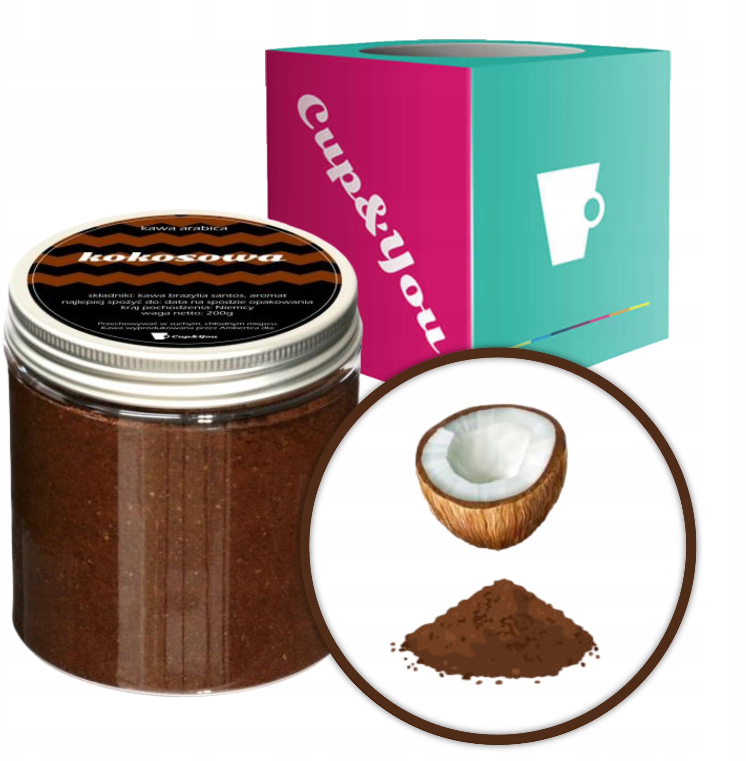 Kawa mielona Cup&You Kawa aromatyzowana o smaku KOKOSOWYM mielona deserowa ARABICA 200g