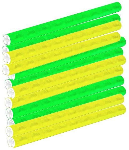 Rurki odblaskowe na szprychy roweru 24 szt. patyczki nakładki żółte/zielone UNIWERSALNY