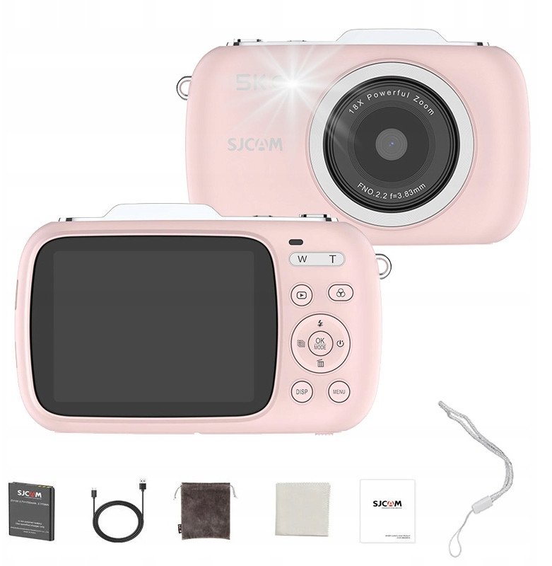 Aparat cyfrowy SJCAM Aparat Cyfrowy ZV100 różowy dla Dzieci Młodzieży kamera WEBCAM 80Mpx