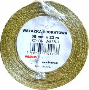 Dekoracja świąteczna BREWIS Wst±żka brokatowa złota 38mmx22m