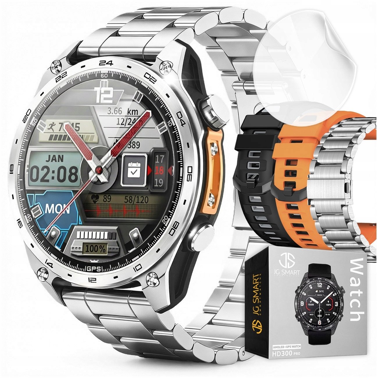 Smartwatch Zegarek Męski GPS 4GB MAPY AMOLED CIŚNIENIE MENU PL WODOODPORNY
