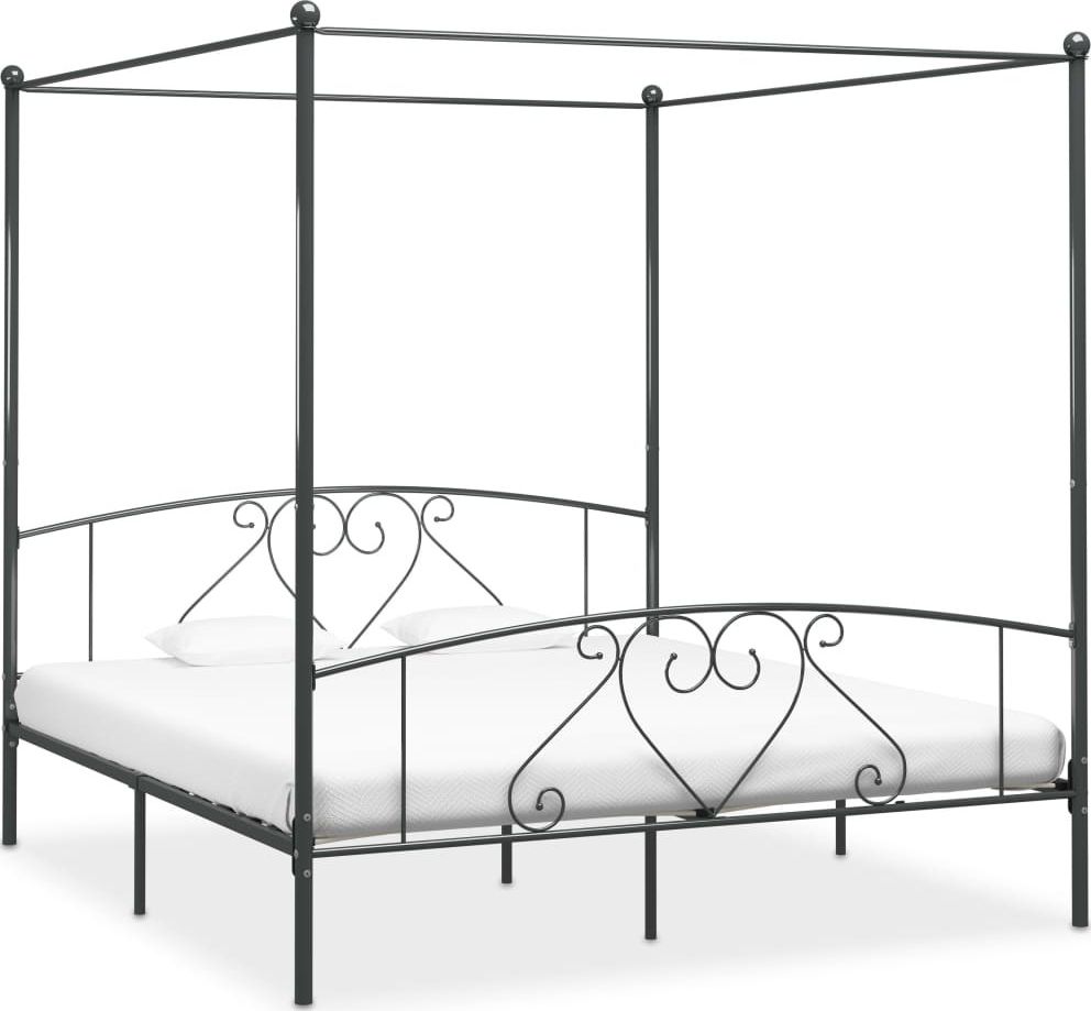 Фото - Ліжко VidaXL Rama łóżka z baldachimem, szara, metalowa, 200 x 200 cm 