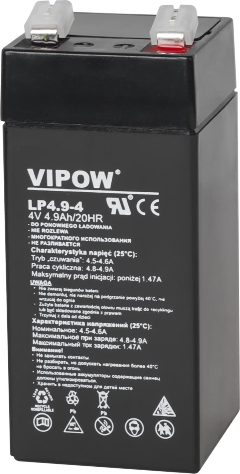 Vipow Akumulator 4V 4,9Ah żelowy Vipow UPS zabawki wagi