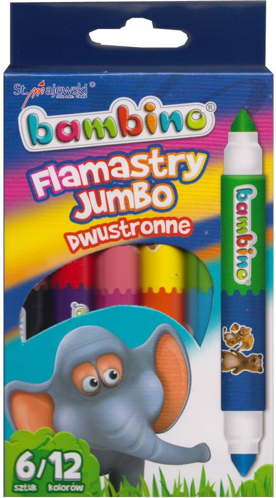 St. Majewski Flamastry dwustronne 12 kolorĂłw Jumbo Bambino