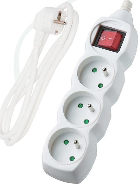 Onnline Przedłużacz z wyłącznikiem, 3 gniazda, biały, 1,5 m ONNLINE