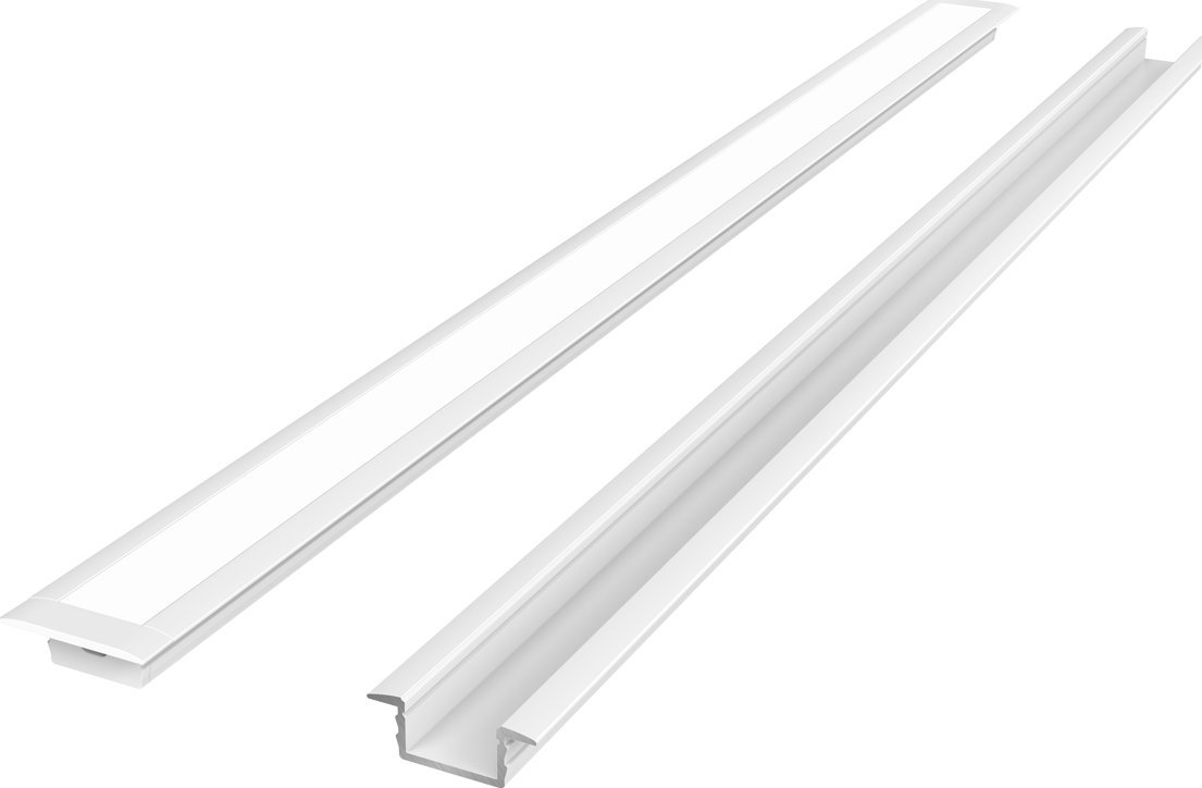 V-TAC LED profilio komplektas, 2m, ileidziamas, baltas, su baltu dangteliu ir aklemis
