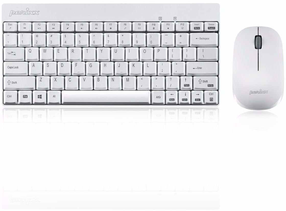 Klawiatura + mysz Perixx Perixx PERIDUO-712 DE W, mini keyboard and mouse set, cordless, white