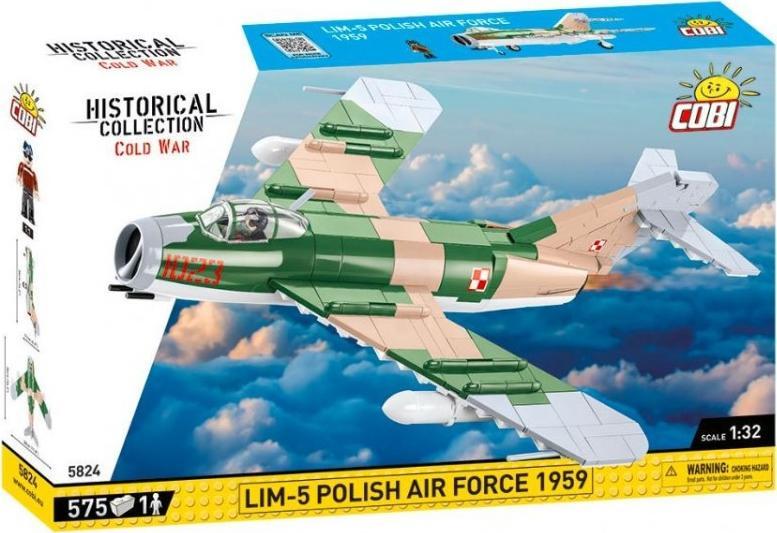 COBI 5824 Historical Collection Cold War Cold War Samolot myśliwski LIM-5 Polish Air Force 1959 575 klocków