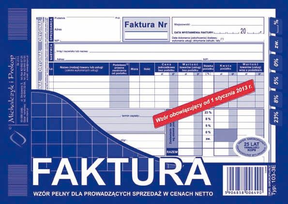 Herlitz FAKTURA NETTO A5 (PEŁNA) (O+1K) MICHALCZYK I PROKOP