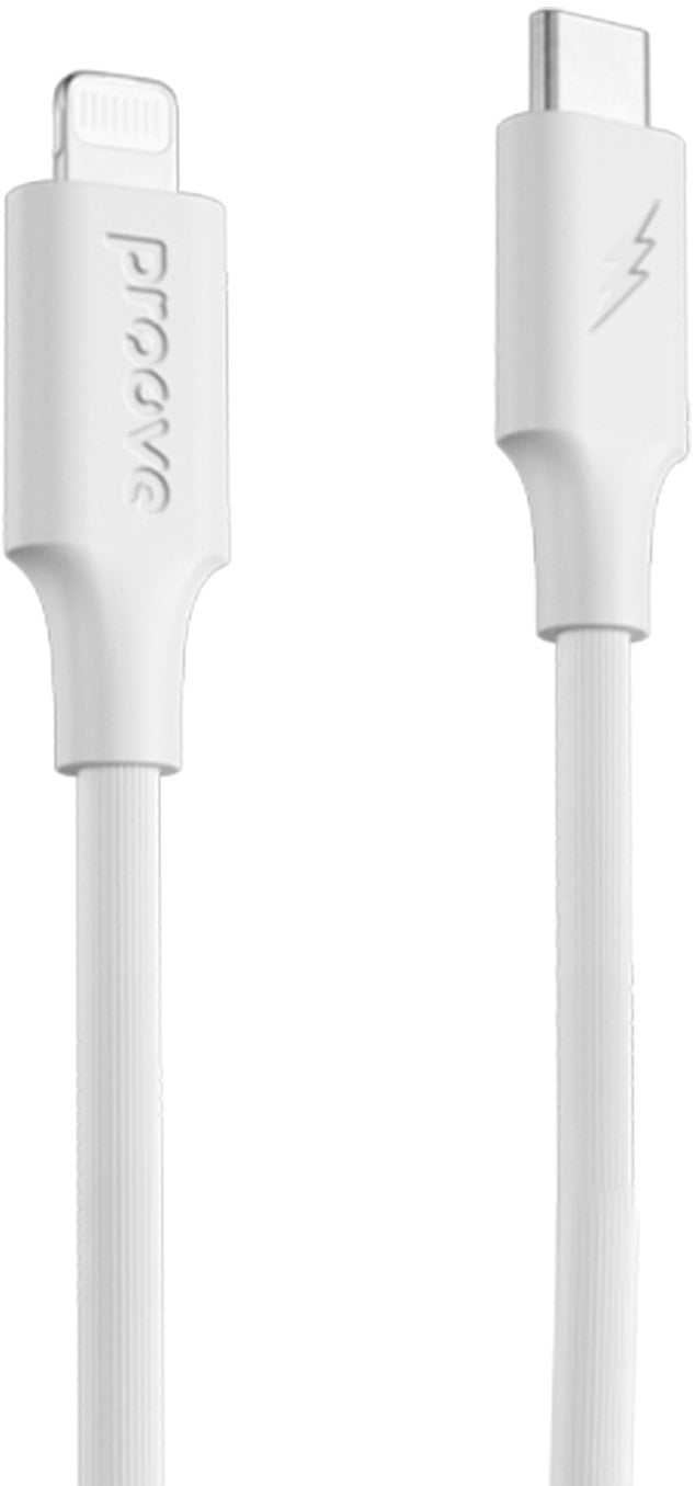 Proove kabel Striped Silicone USB-C - Lightning 1m 3A biały
