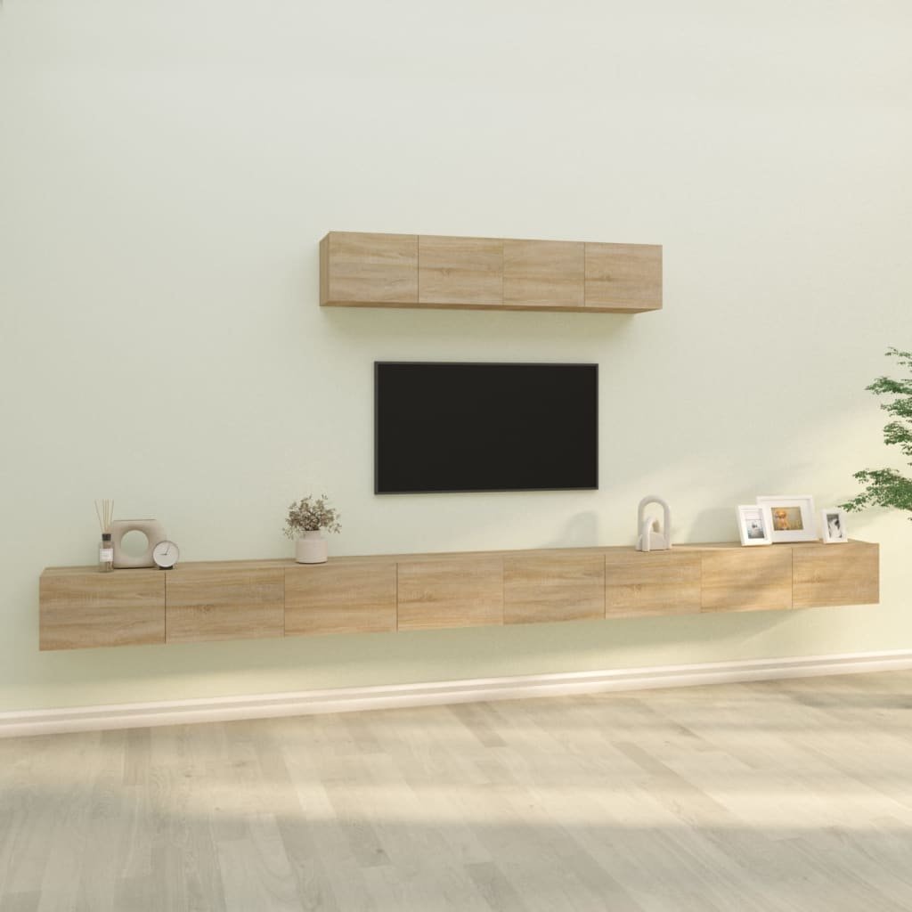 Фото - Вітальня (стінка) VidaXL Zestaw 4 szafek TV, dąb sonoma, materiał drewnopochodny 
