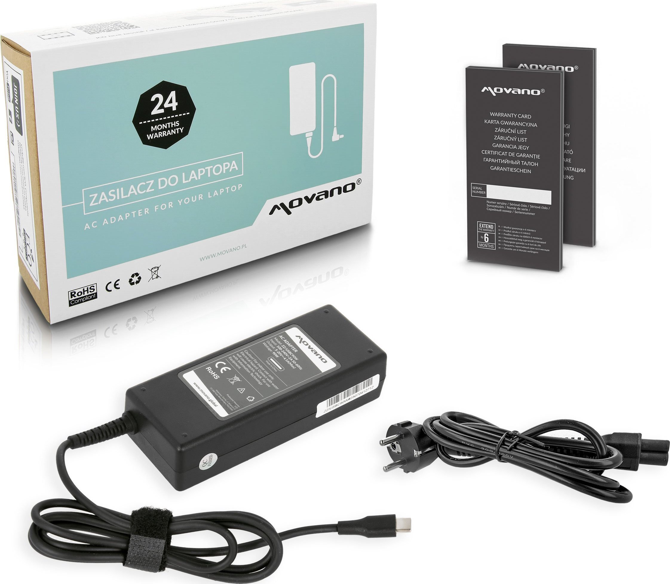 Zasilacz do laptopa 3DSimo 90 W, USB-C, 4.5 A, (ZZ/USBC90W)