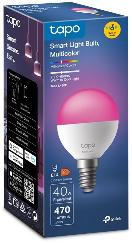 TP-Link Inteligentna WiFi ściemnialna LED żarówka (kolorowa, 2500K-6500K, 470lm, 2,4GHz, E14)
