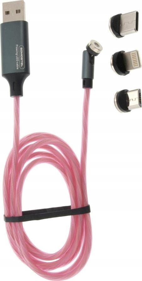 Kabel USB Vega USB-A - USB-C + microUSB + Lightning 1.2 m Czerwony
