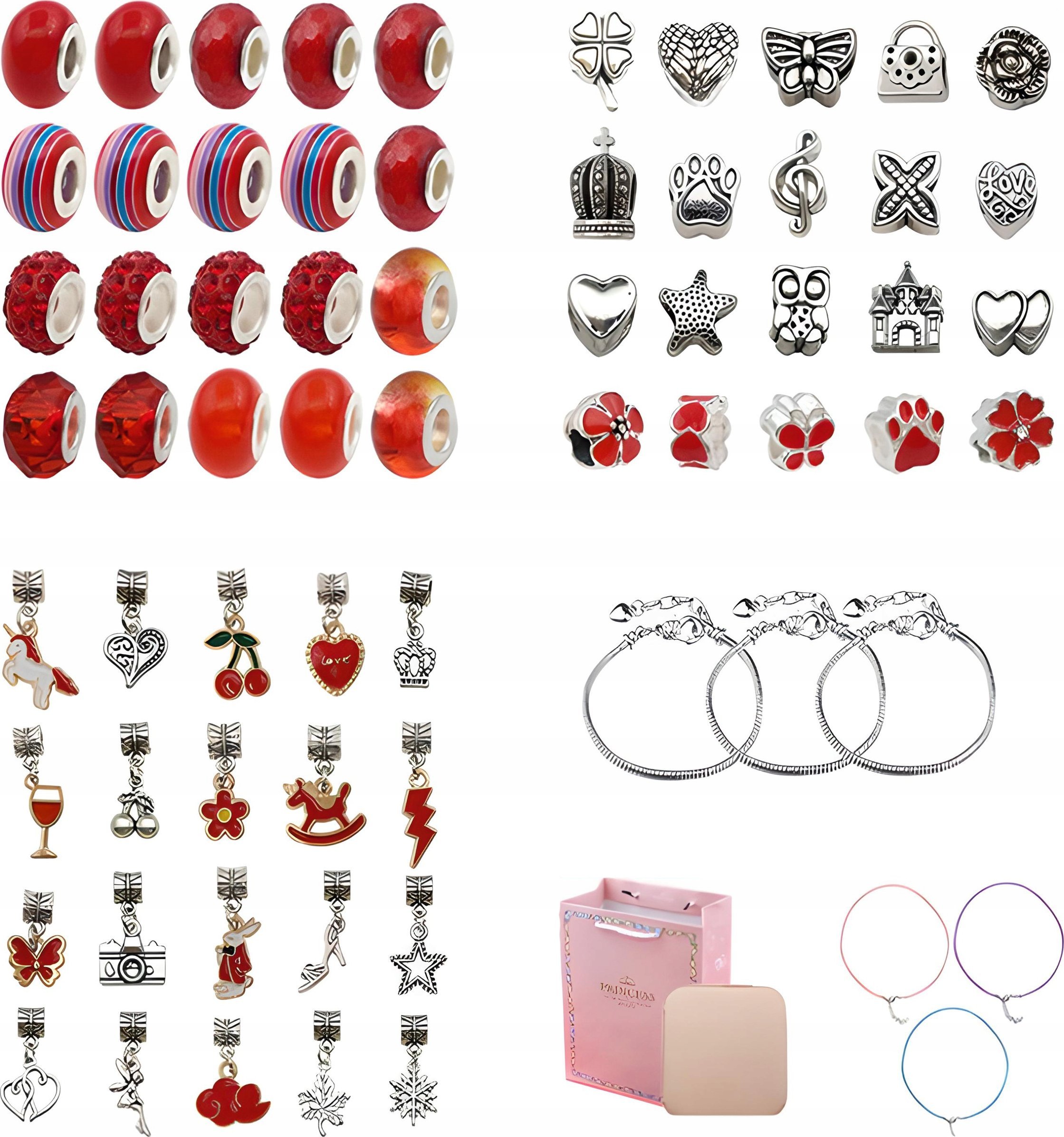 LeanToys Zestaw Do Tworzenia Robienia Biżuterii, Bransoletek, Charmsy, Zawieszki, Koraliki ODCIENIE ...